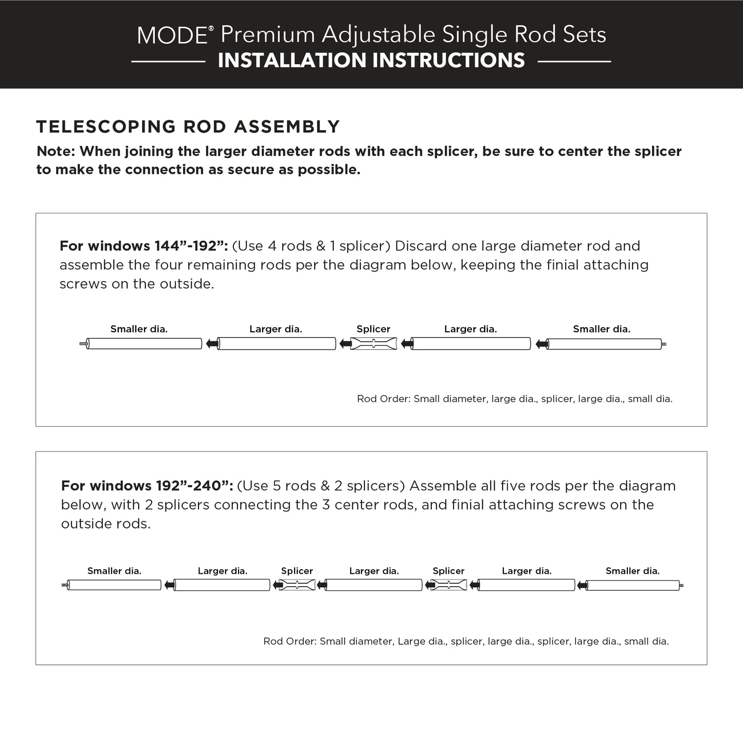MODE Premium Collection Single Curtain Rod Set with Cylinder finials - 144 to 240 in, Warm Gold