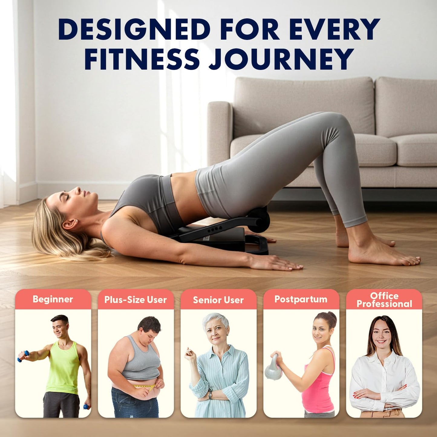 Squatz Ab Machine for Stomach Workout – Core & Sit-Up Exercise Equipment with 3 Resistance Levels for Home Gym, Adjustable Ab Trainer for Full-Body Workout with Automatic Rebound, 350 lbs Capacity