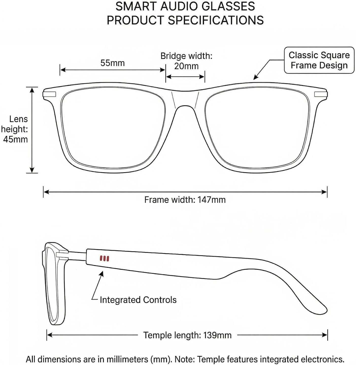 Fecoul 164 Glasses-M01-Black) AI Smart Bluetooth Glasses with Languages Translator with Speaker Photochromic Lenses