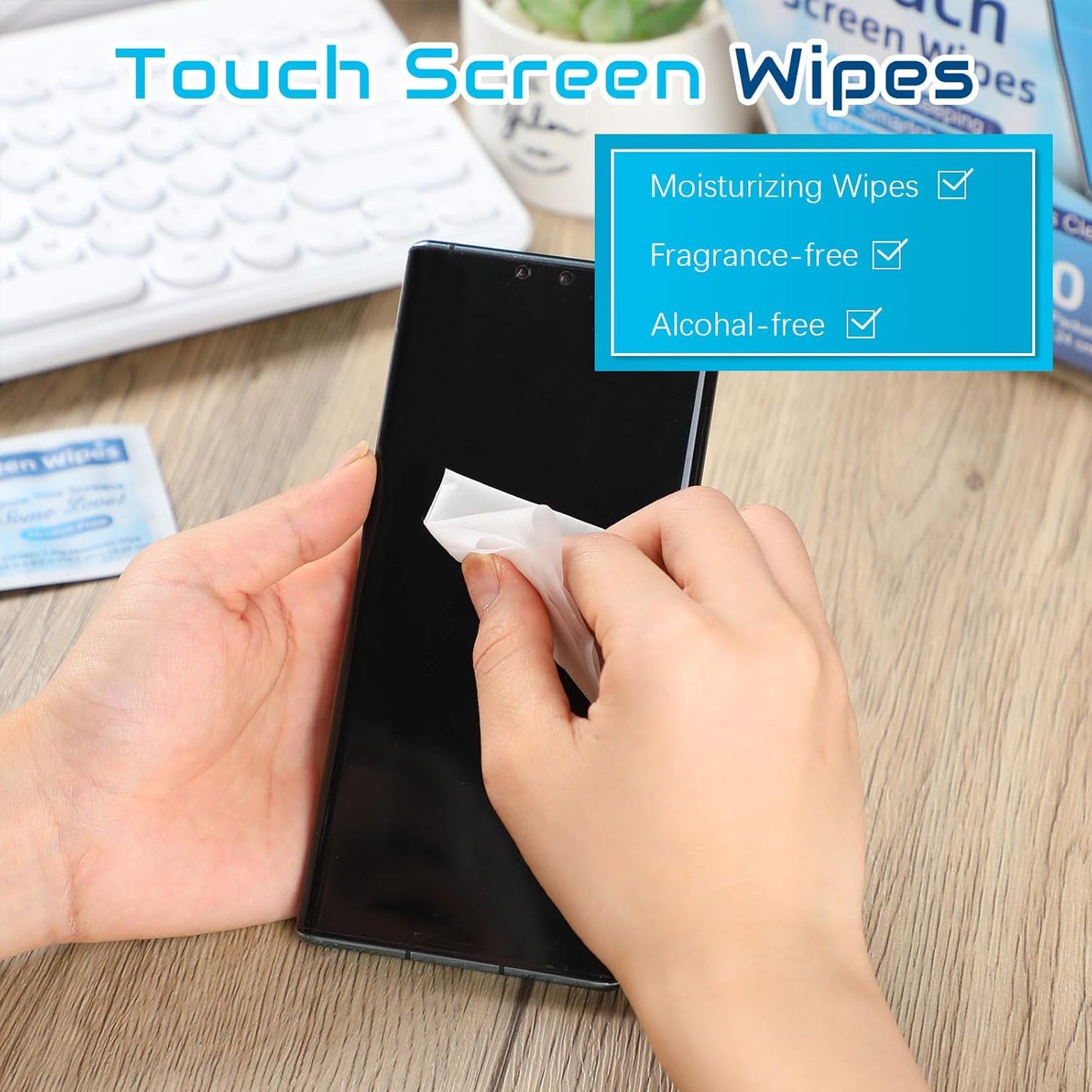 Willinglong 200 Pack 1 Touch Screen Wipes Pre Moistened Lens Computer Electronic Screen Wipes Individually for Monitors
