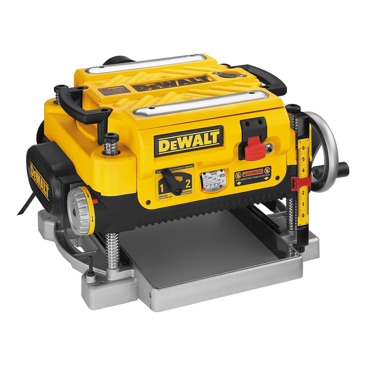 DEWALT Planer, Thickness Planer, 13-Inch, 3 Knife for Larger Cuts, Two Speed 20,000 RPM Motor, Corded (DW735)