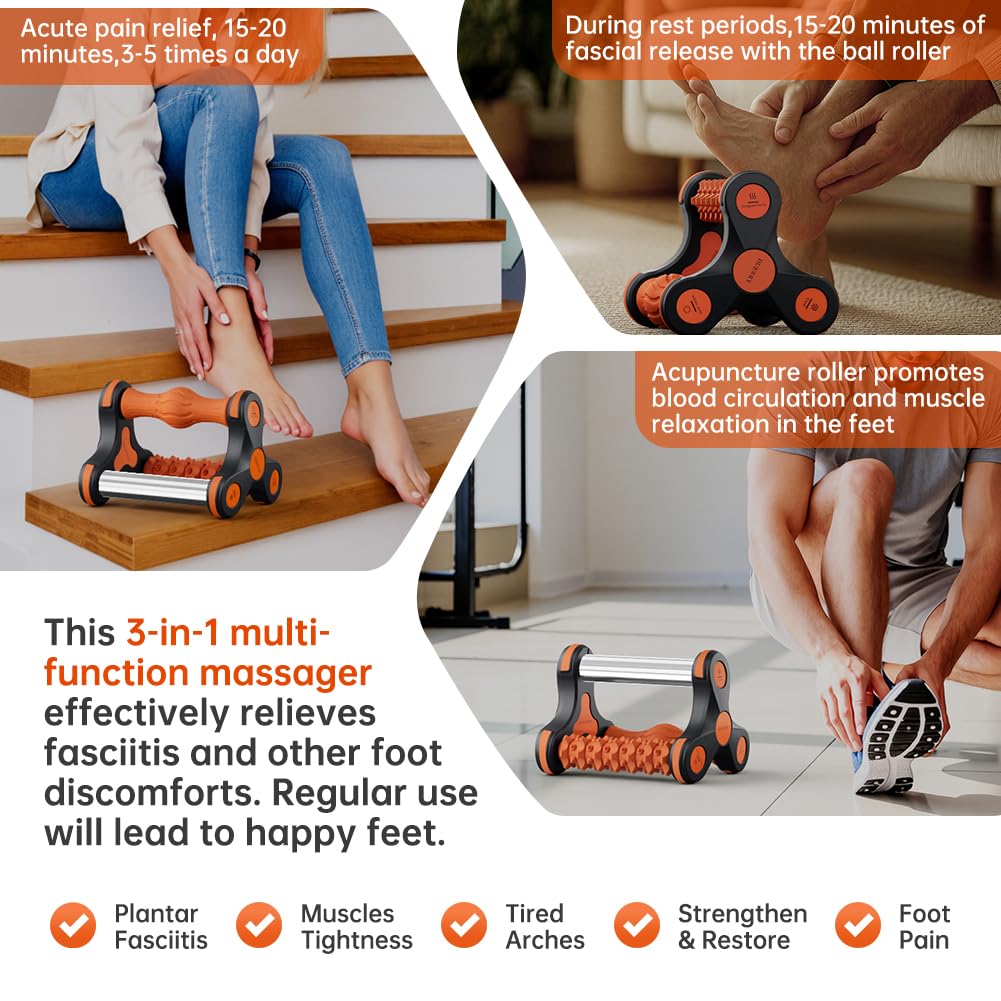 Duewry Plantar Fasciitis Relief Massager with Ice Pack, Cold Therapy & Reflexology Foot Roller for Instant Neuropathy Pain Relief, Foot Massager for Circulation, Reduce Swelling to Happy Health Foot