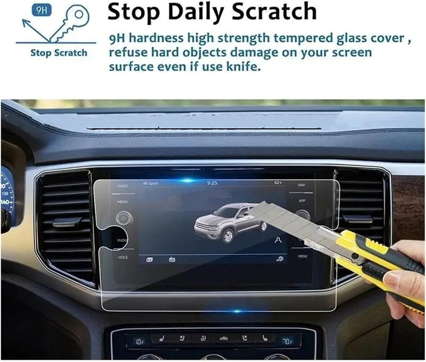 Generic 2018-2023 8 Inch Car GPS Protective Film For VW For Atlas Tempered Glass Screen Protector Film LCD Car