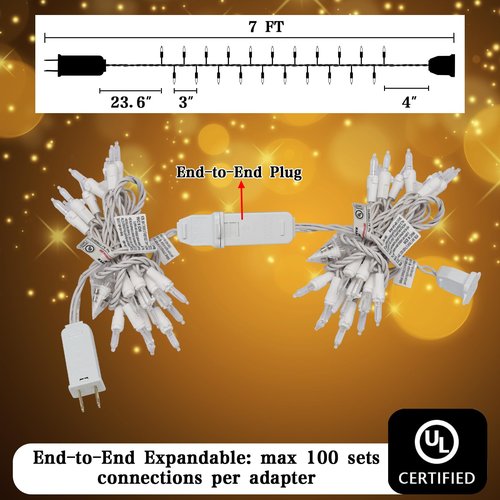 Heyworld Slow Twinkle Lights, 20 Led Soft Twinkling Mini Christmas String Lights on White Wire Cord, UL Approved 7 Ft,Connect Up to 100 Sets, Indoor Outdoor Use, Warm White