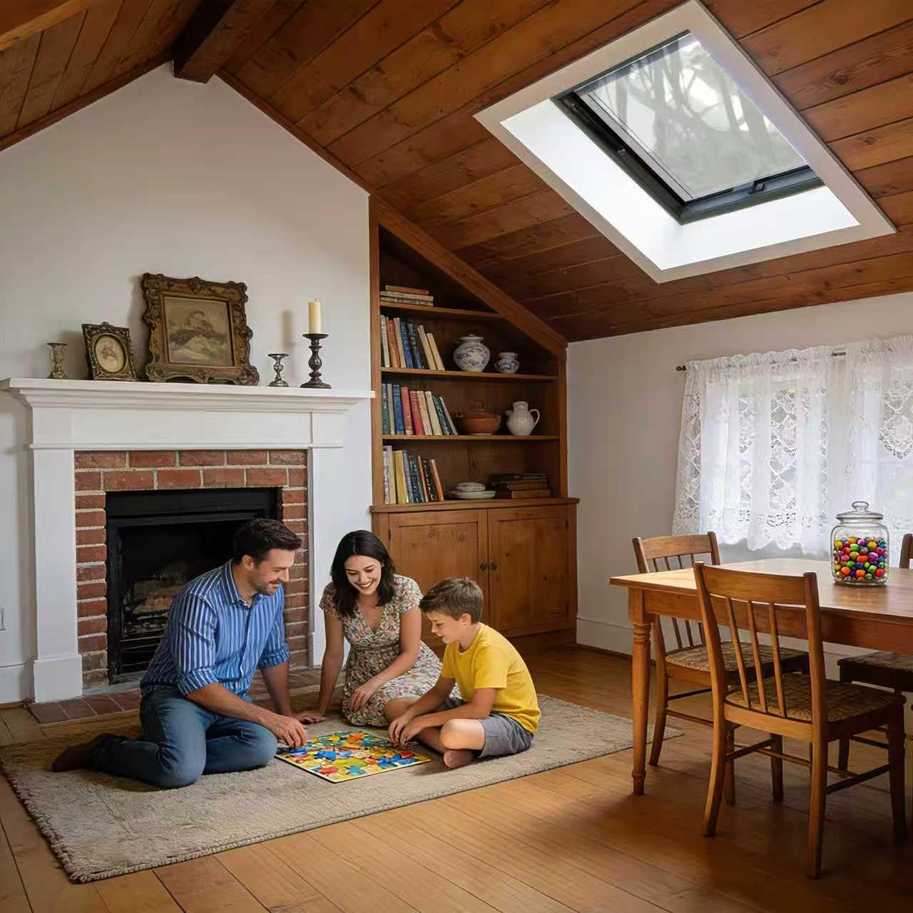 Viuseo Manual Skylight Window, Skylights for House Roof with Double Tempered Glass and Aluminum Alloy Frame, Roof Skylight for Home/Sun Room/Attic/Basement Daylighting