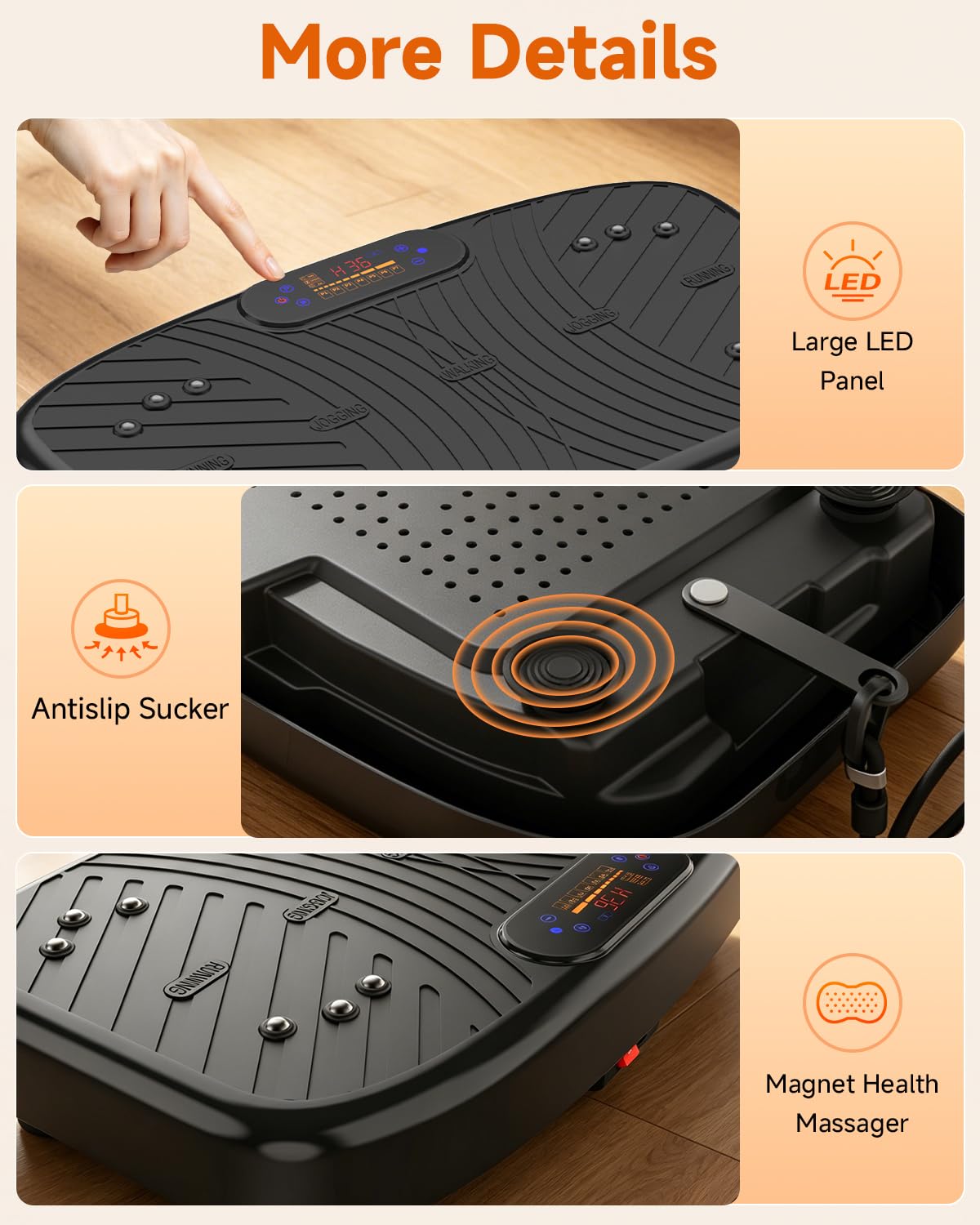 WATEYA Vibration Plate Exercise Machine, Vibrating Platform for Lymphatic Drainage with 200 Adjustable Speeds, Power Vibration Plate for Weight Loss & Fitness, Supports Max Weight 450 Lbs (Black)