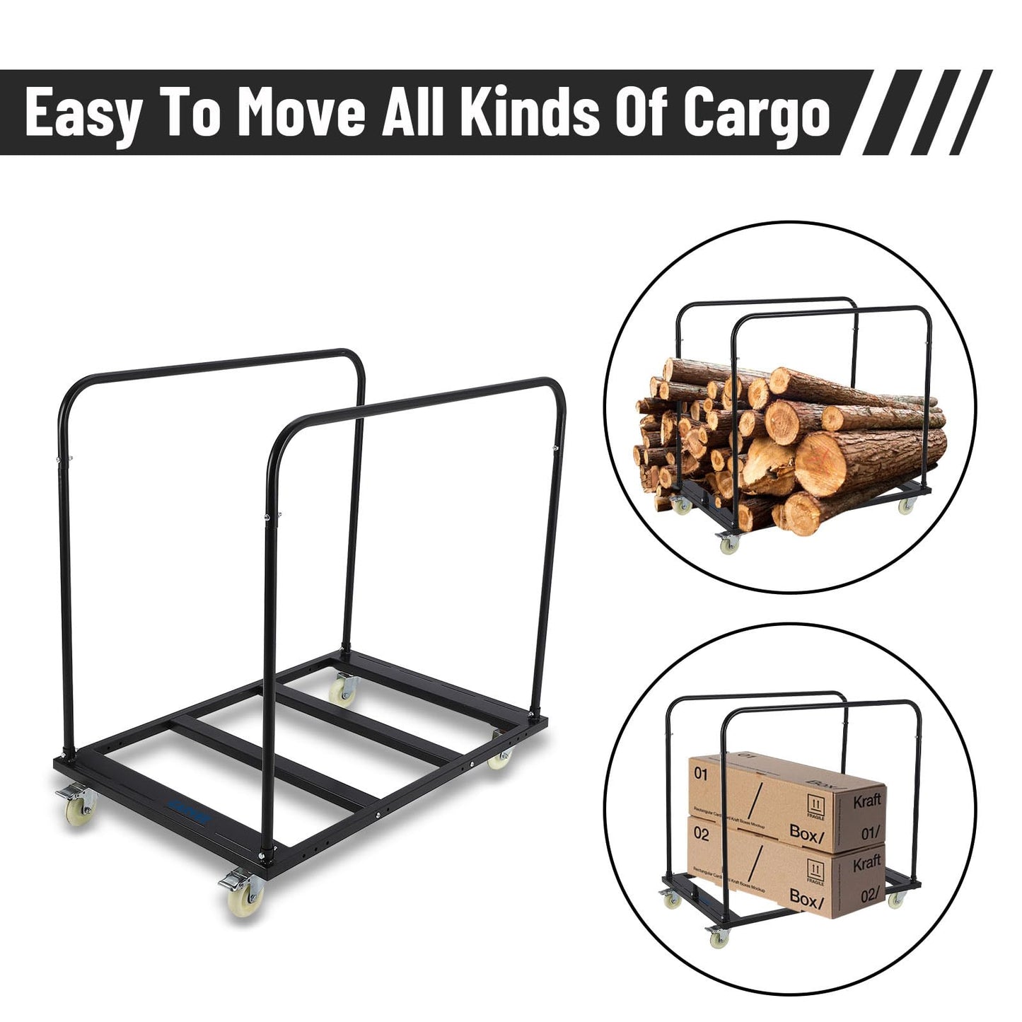 Garvee Folding Table Cart Rack, 1500 LBS Panel Dolly Cart with 5 in Swivel Casters, 10 Table Capacity, Heavy-Duty Drywall Sheet Cart, Handling Wall Panel, Sheetrock, Lumber for Garage, Home, Warehouse