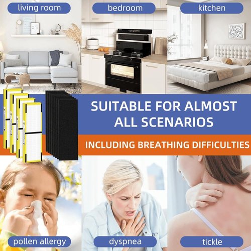 G-Guardian HEPA Filter B Replacement - 4 H13 True HEPA Filters + 8 Carbon Pre-Filters for AC4825 Series
