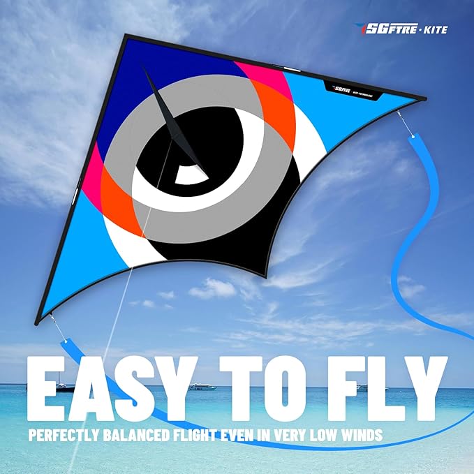 Delta Kites for Kids & Adults，Extremely Easy to Fly，Single Line Beach & Park Kite for Family Outdoor Games & Activities (Eye of The Sky)