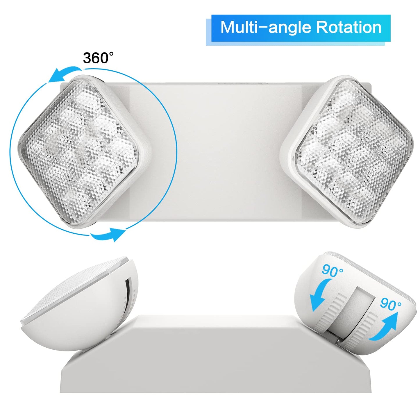 Spectsun Lighting 1 Pack Commercial Emergency Light with Battery Backup, Emergency Lights for Business-Hard Wired, UL 924 Certified,AC 120/277V,Two Head Adjustable LED Emergency Lighting.