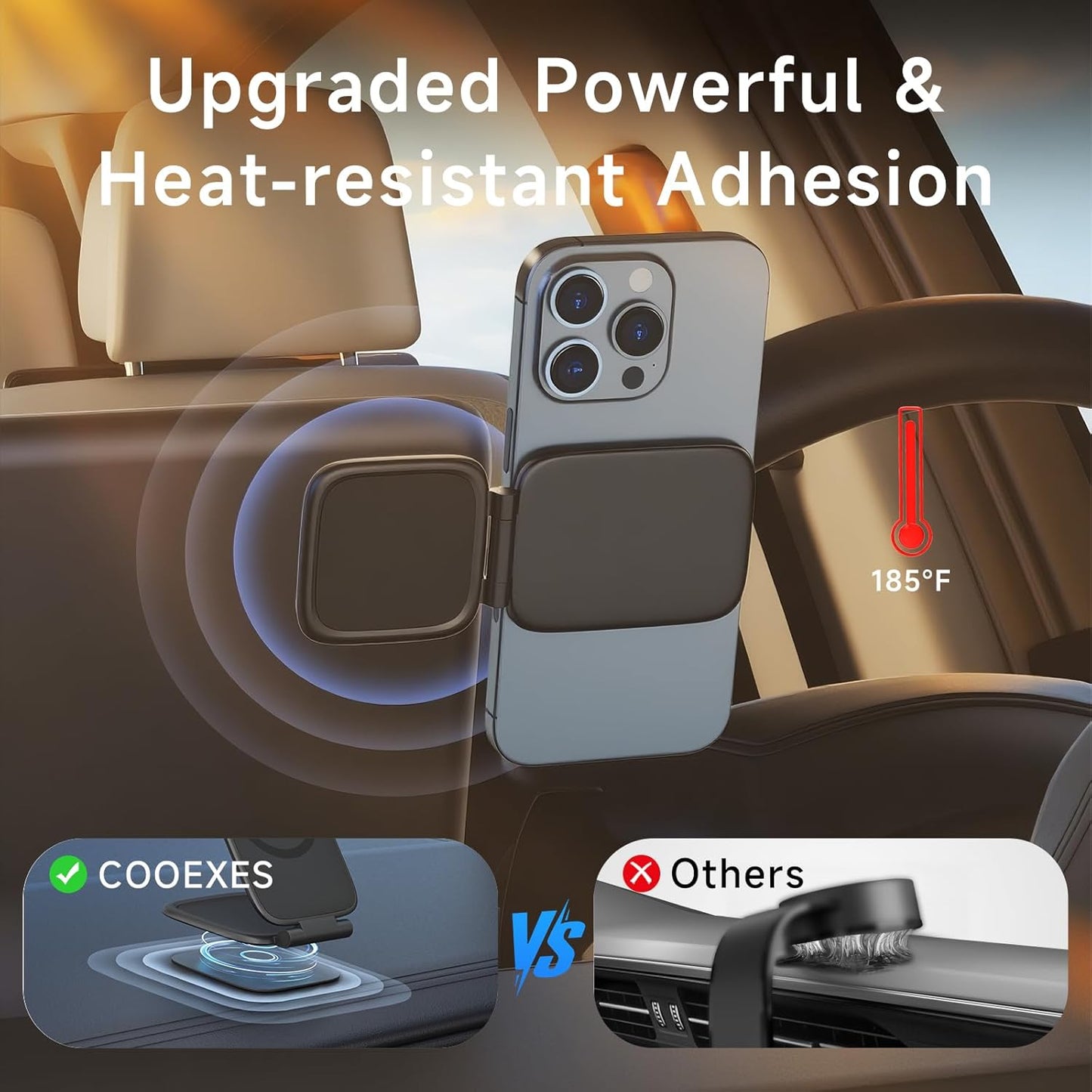 COOEXES Magnetic Phone Holder for Car, MagSafe Car Mount with Dual Side Strong Magnets,Ultrathin Adjustable Cell Phone