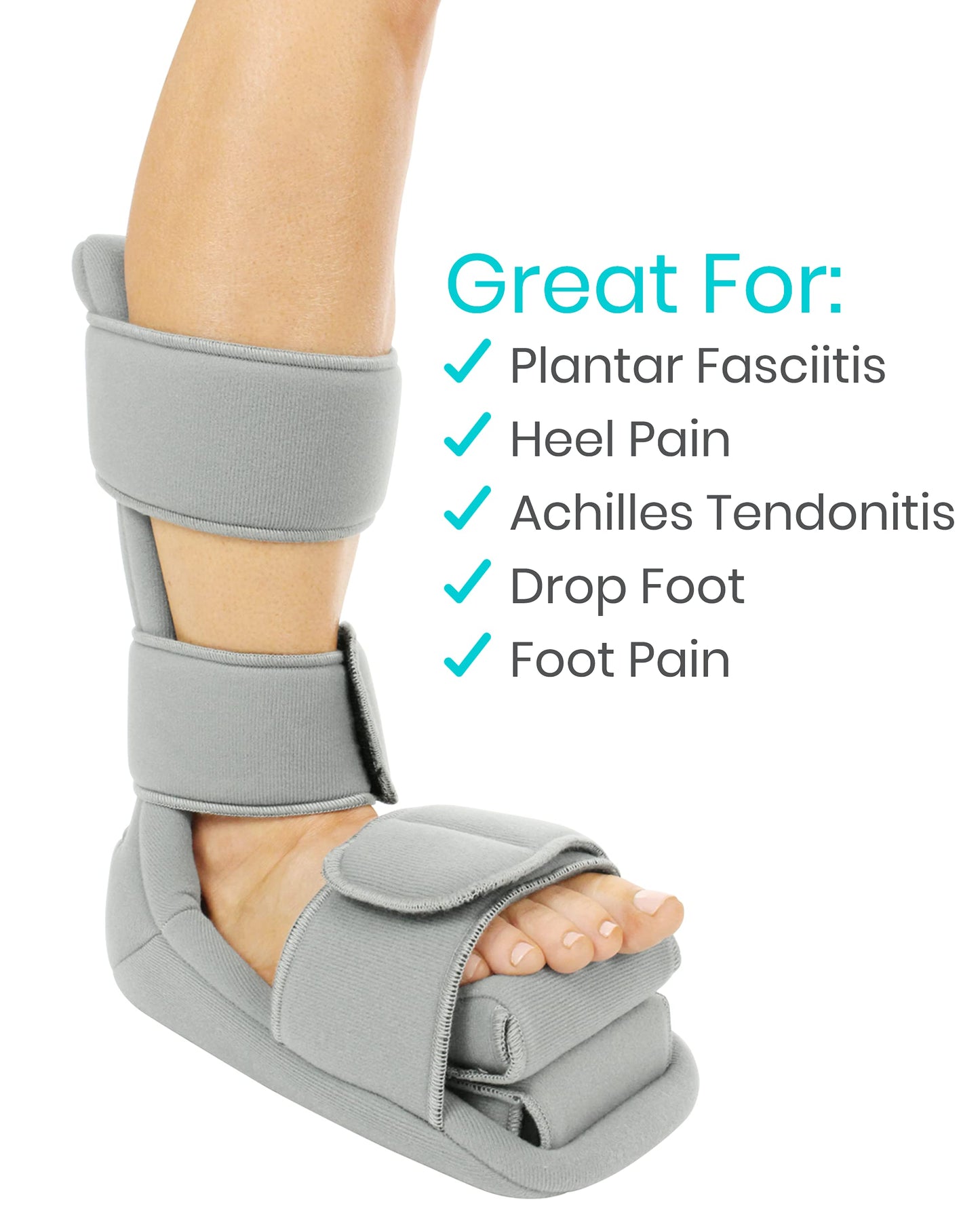 Vive Plantar Fasciitis Night Splint Plus Trigger Point Stretch Wedges - Soft Leg Brace Support, Orthopedic Sleeping Immobilizer Stretch Boot (Large: Men's: 8.5-11, Women's: 10-12)