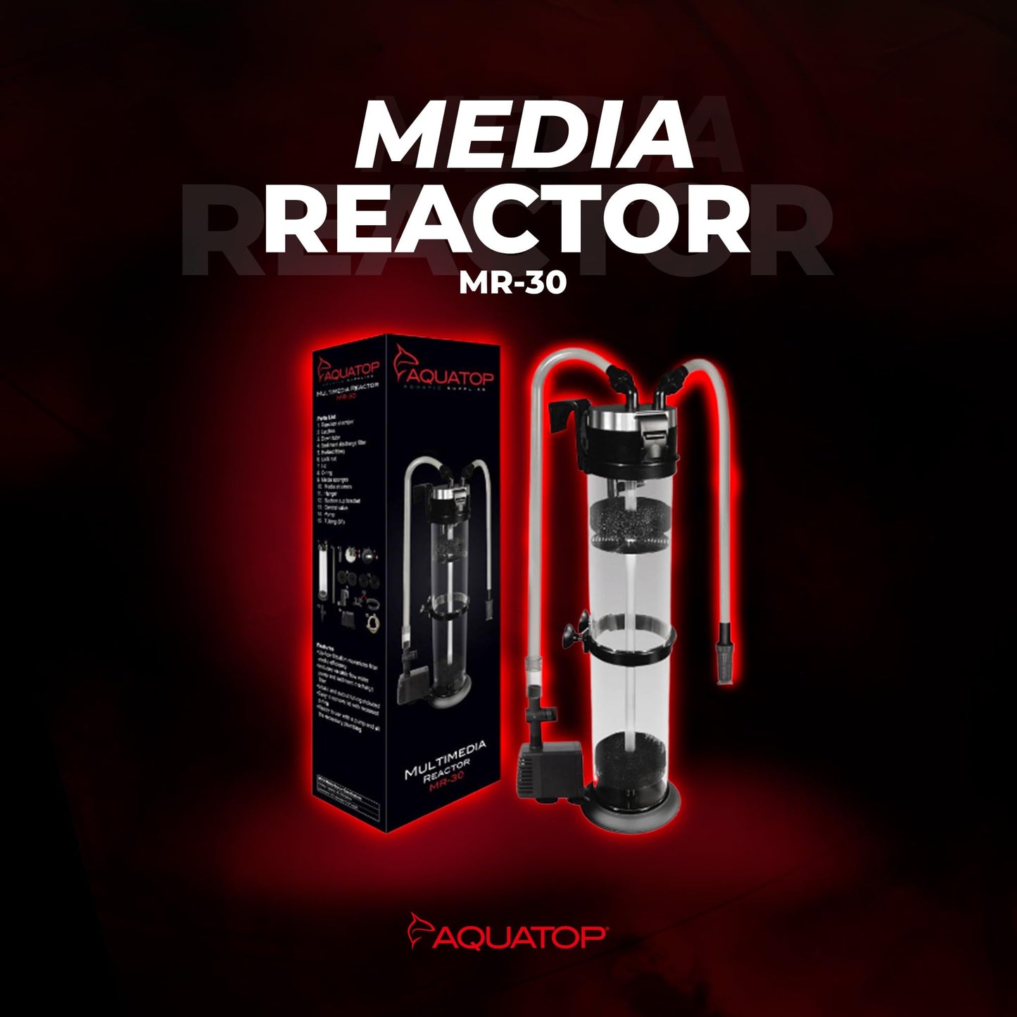 AQUATOP MR-30 Media Reactor – 152 GPH Up-Flow Filtration System – with Pump, Tubing & Mount – for Saltwater or Freshwater Aquariums – Sump or Hang-On Setup