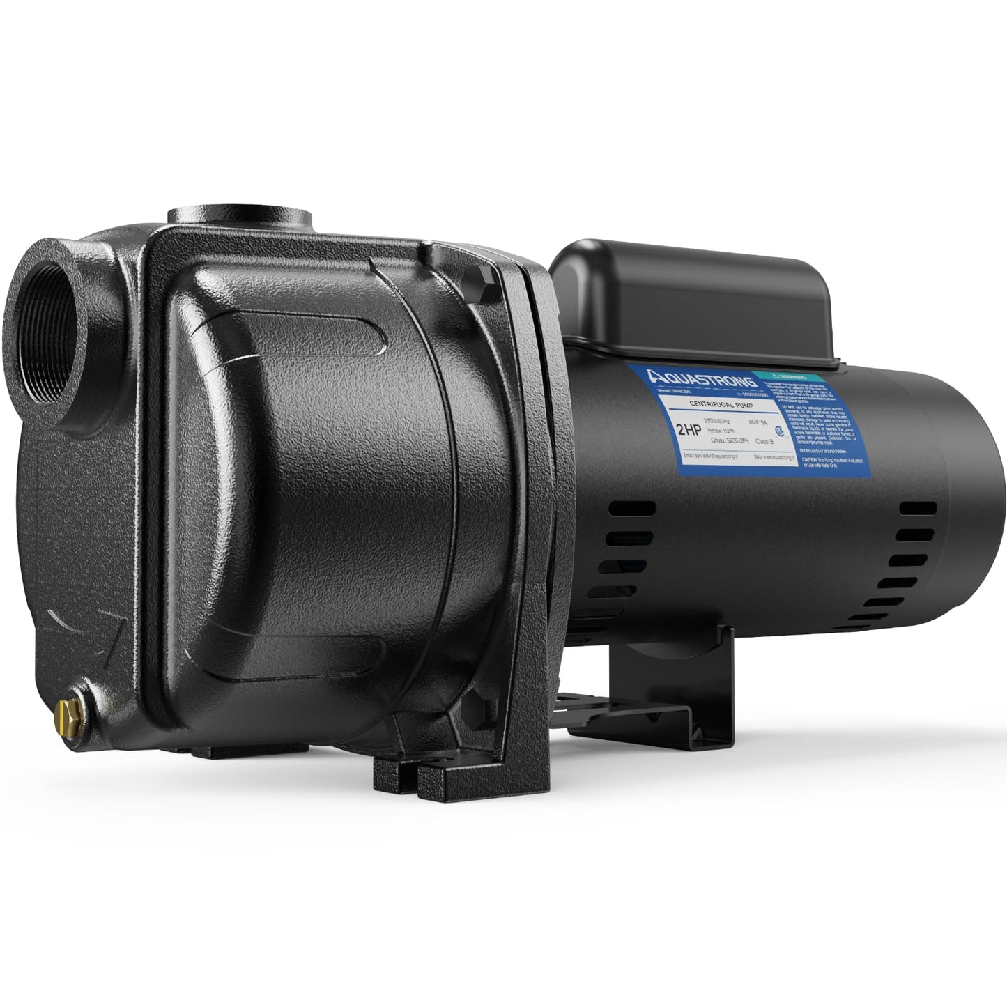 AQUASTRONG 2 HP Shallow Well Jet/Centrifugal Pump, 230V, 5200 GPH, Durable Cast Iron Booster Pump for Lawn Sprinkler, Garden Irrigation