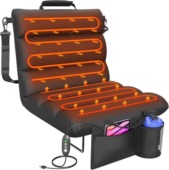 HOPERAN Heated Stadium Seats for Bleachers with Back Support - 3 Levels Bleacher Chairs with Back and Cushion, Wide & Soft Thick Padded Bleacher Seats, Stadium Chairs for Outdoor Sports Games