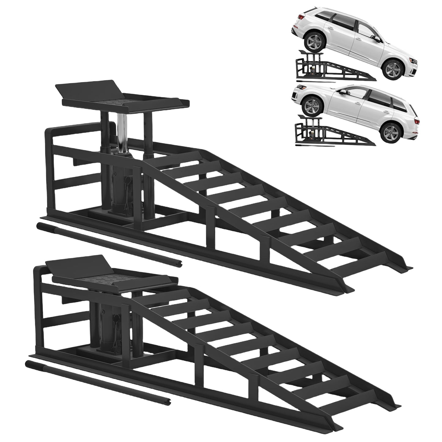 GarveeTech 2 Pack Hydraulic Car Ramps 5 T 10000 LBS Low Profile Car Lift Service Ramps Truck Trailer Garage,Height Hydraulic Vehicle