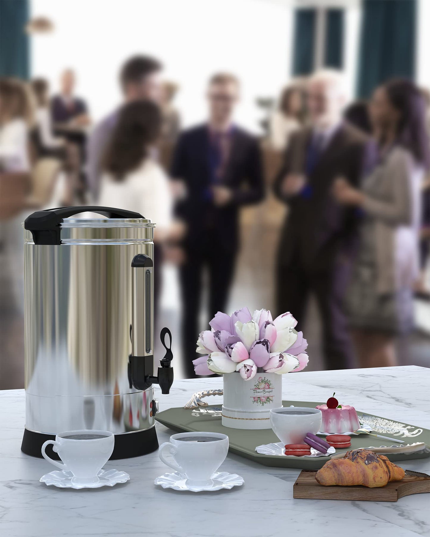 DEXSO 120 Cup 18L Commercial Coffee Urn,[Rapid Extraction] [304 Stainless Steel Suitable for Food] Hot Beverage Dispenser, [Easy Clean-up] Hot Water Urn for Churches, Meeting Rooms, Lounges