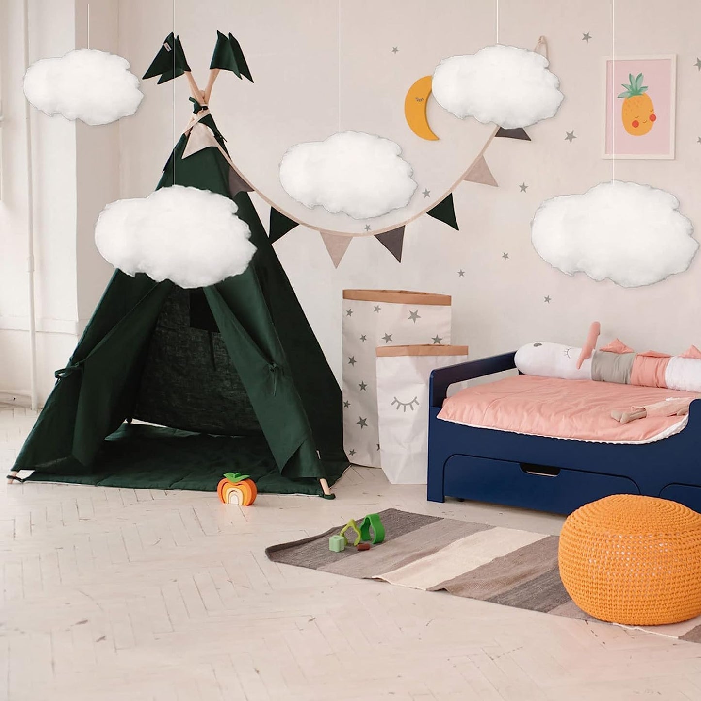 Skiennix 10-Piece Cloud Decorations - 3D Cotton Hanging Props for Wedding & Party Decor | Mixed Sizes