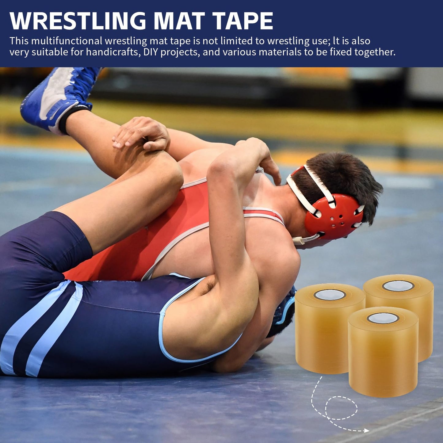 24 Rolls 3'' or 4'' x 84' Wrestling Mat Tape Gymnastics Floor Tape Wrestling Grappling Exercise Mats Seam Cover Tape Heavy Duty Carpet Jiu Jitsu Mats (A, 4")