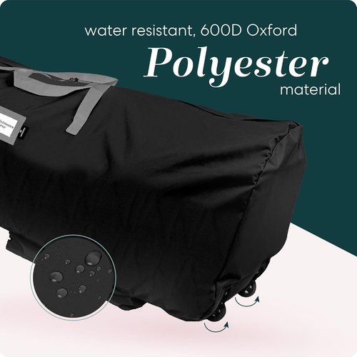 Handy Laundry - Rolling Tree Storage Bag | Zippered Bag for 7.5-Foot Christmas Tree - Easy Transport with Carry Handles and Wheels - Protects Against Dust, Insects, and Moisture (Black)