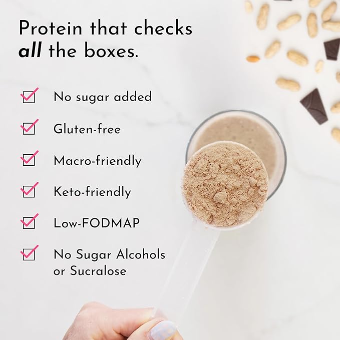 JUST INGREDIENTS Creamy Peanut Butter Chocolate Protein Powder ??30-ServingBlend with Grass-Fed Whey, Pea, Pumpkin Seed, Chia & Collagen ??No Sugar Added ??No Gums 24g Protein