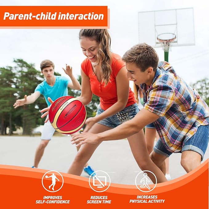 Training Soft Touch Rubber and Faux Leather Fighting Basketball, High Bounce Indoor Outdoor Basketball Gift