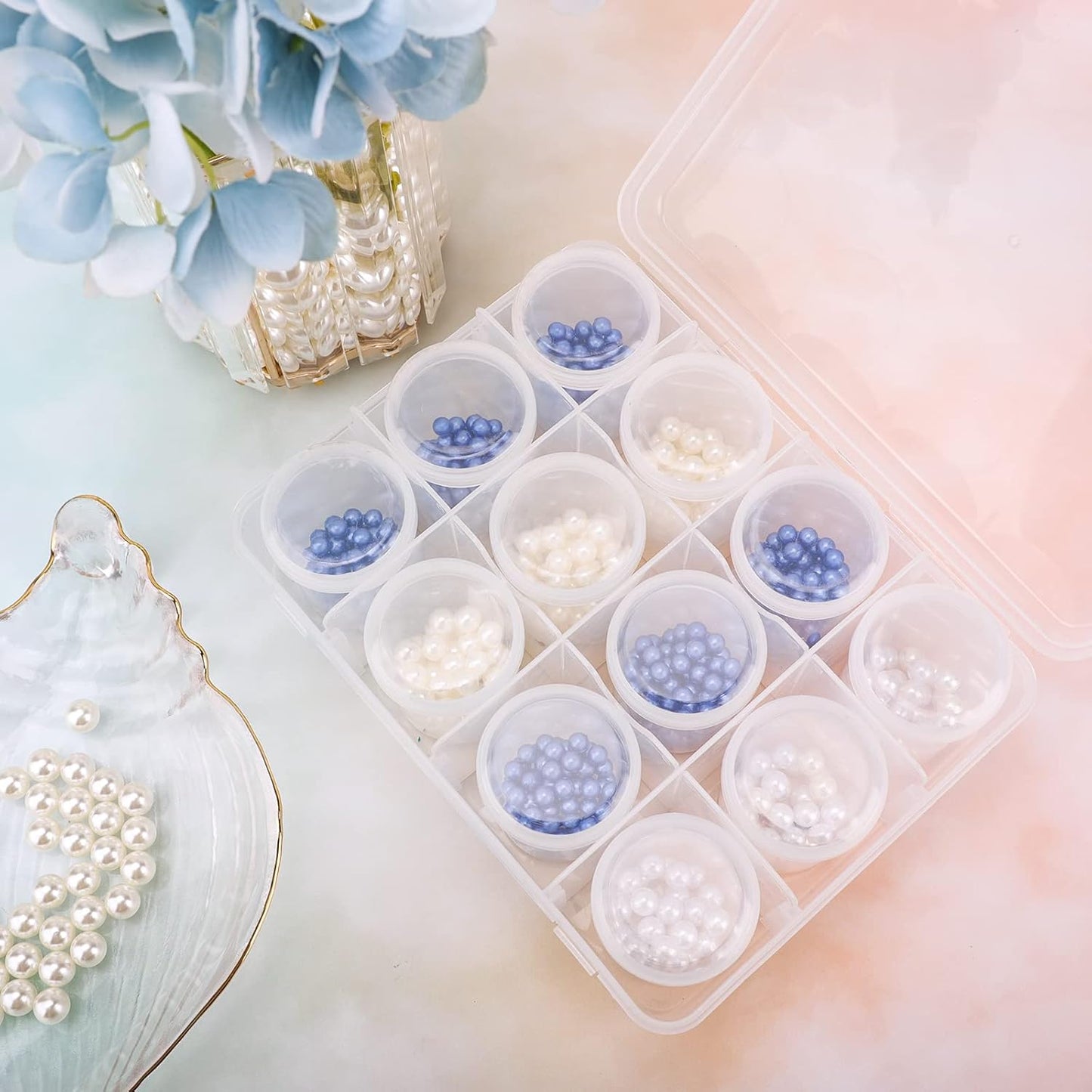 Segbeauty Gem Organizer Box - Clear Plastic Jewelry Storage with 12 Compartments & Secure Lids