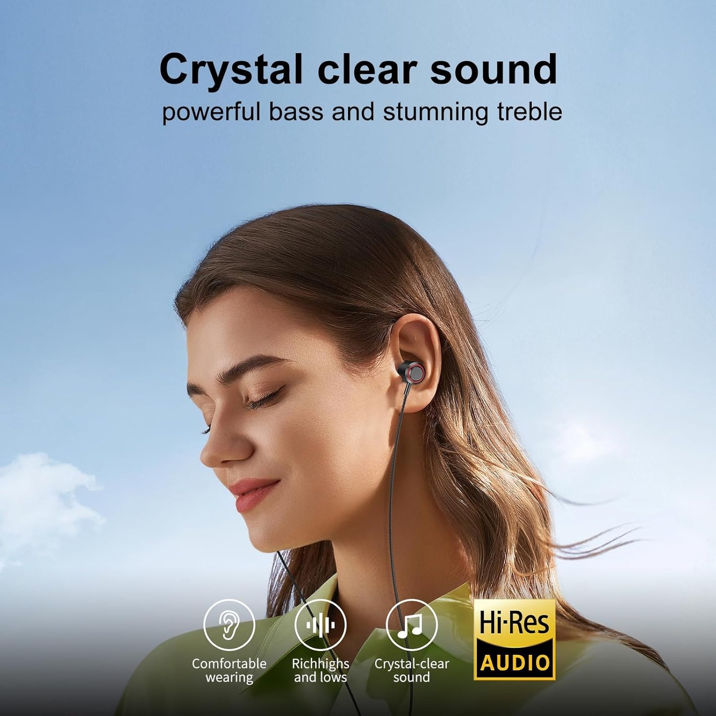 3 Pack MP3 3.5mm Wired Earbuds with Microphone, In-Ear Headphones Wired with Noise Blocking &Volume Control, Premium