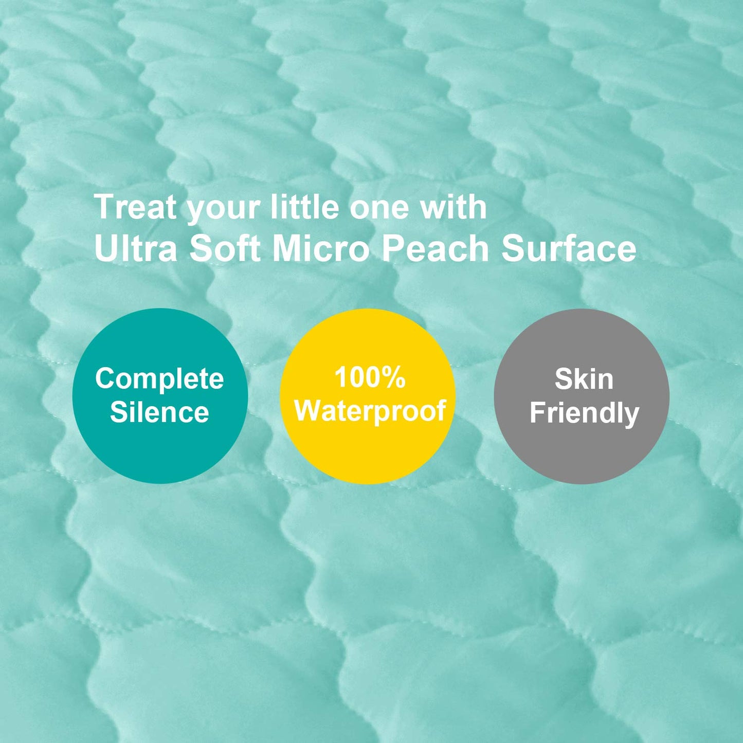 Skiennix Waterproof Playard Sheet Protector - Quilted Design for 39" X 27" Baby Mattresses | Aqua Color