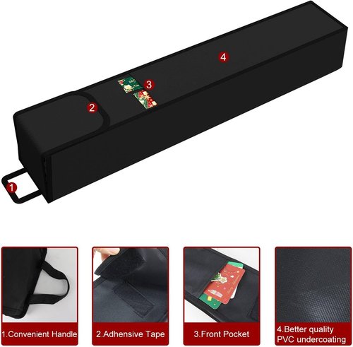 Demao Wrapping Paper Storage Bag - Gift Organizer for 9 Rolls | Black 2-Pack with Pocket for Crafts