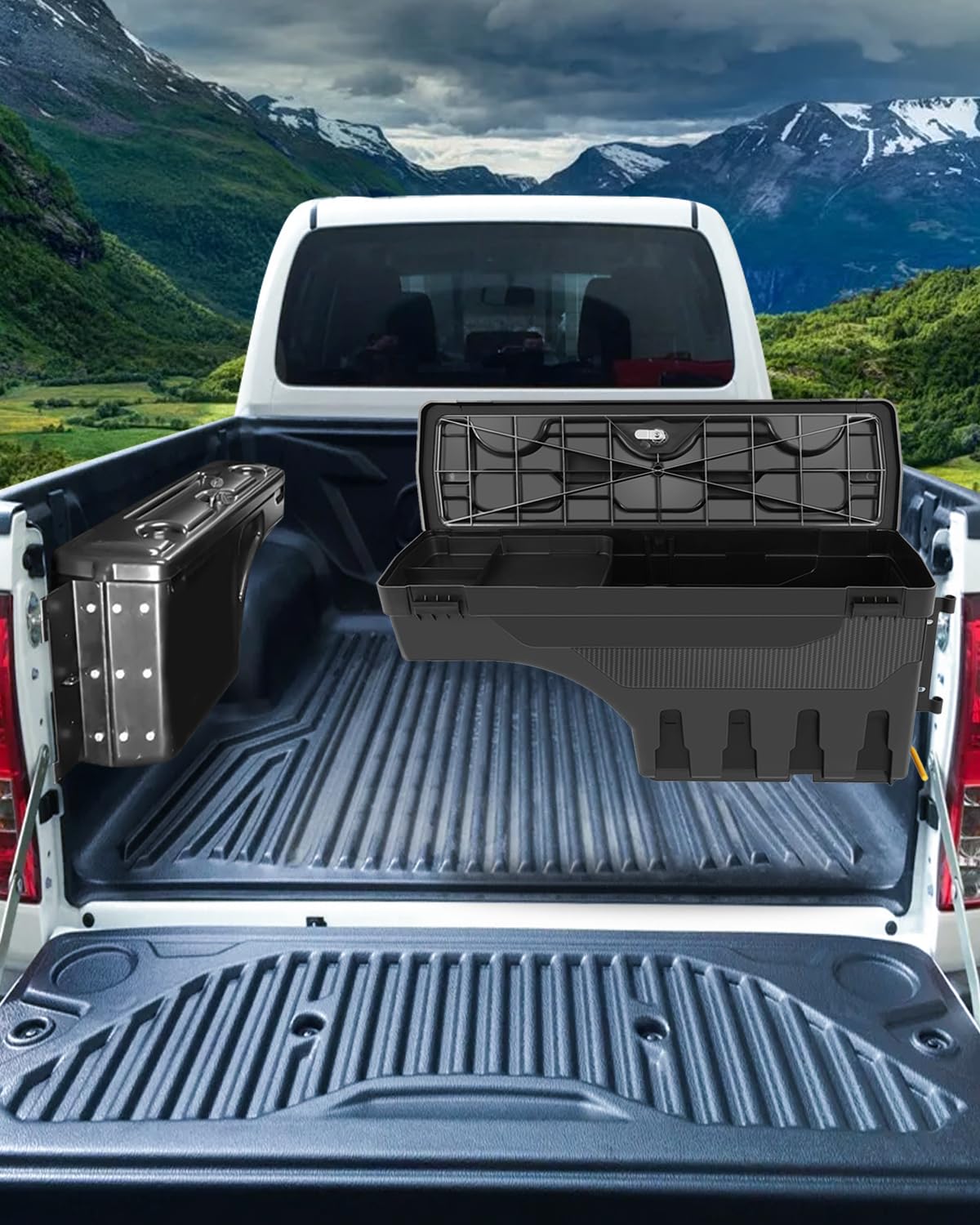 SCITOO Right Passenger Side Truck Bed Tool Box for Ford F-150 2015 2017-2022,Multi-Compartment Dividers Organized Storage,Heavy Duty & No-Drill Installation