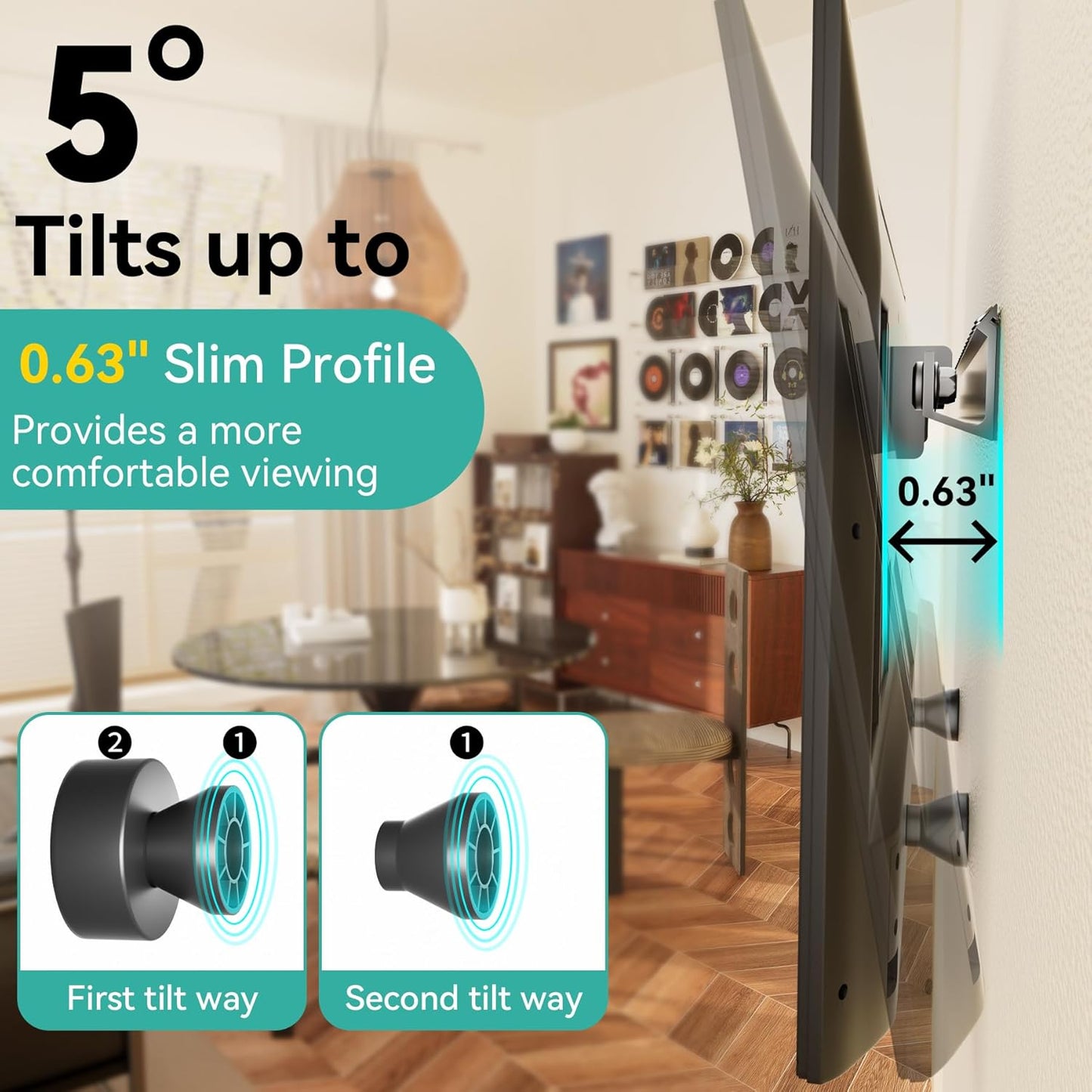 Auoace 22 55 inch 5, 100 Lbs, No Drill TV Wall Mount for to TVs, Drywall Smart TV Bracket Tilts Up to Low Profile TVs
