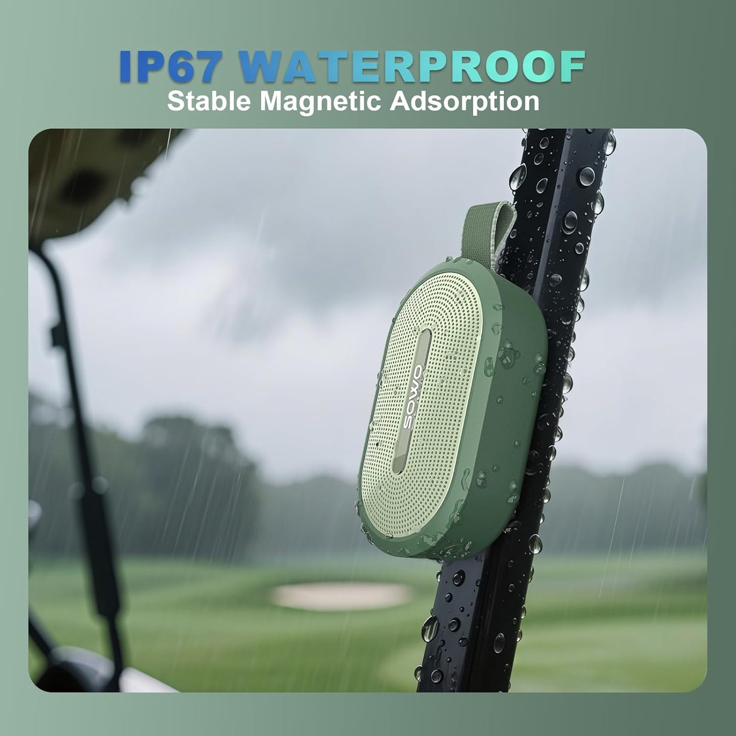 SOWO IP67 24 Wireless Portable Small Speaker, Ultra Magnetic Bluetooth Speaker for Golf Cart, Coverless Waterproof, H