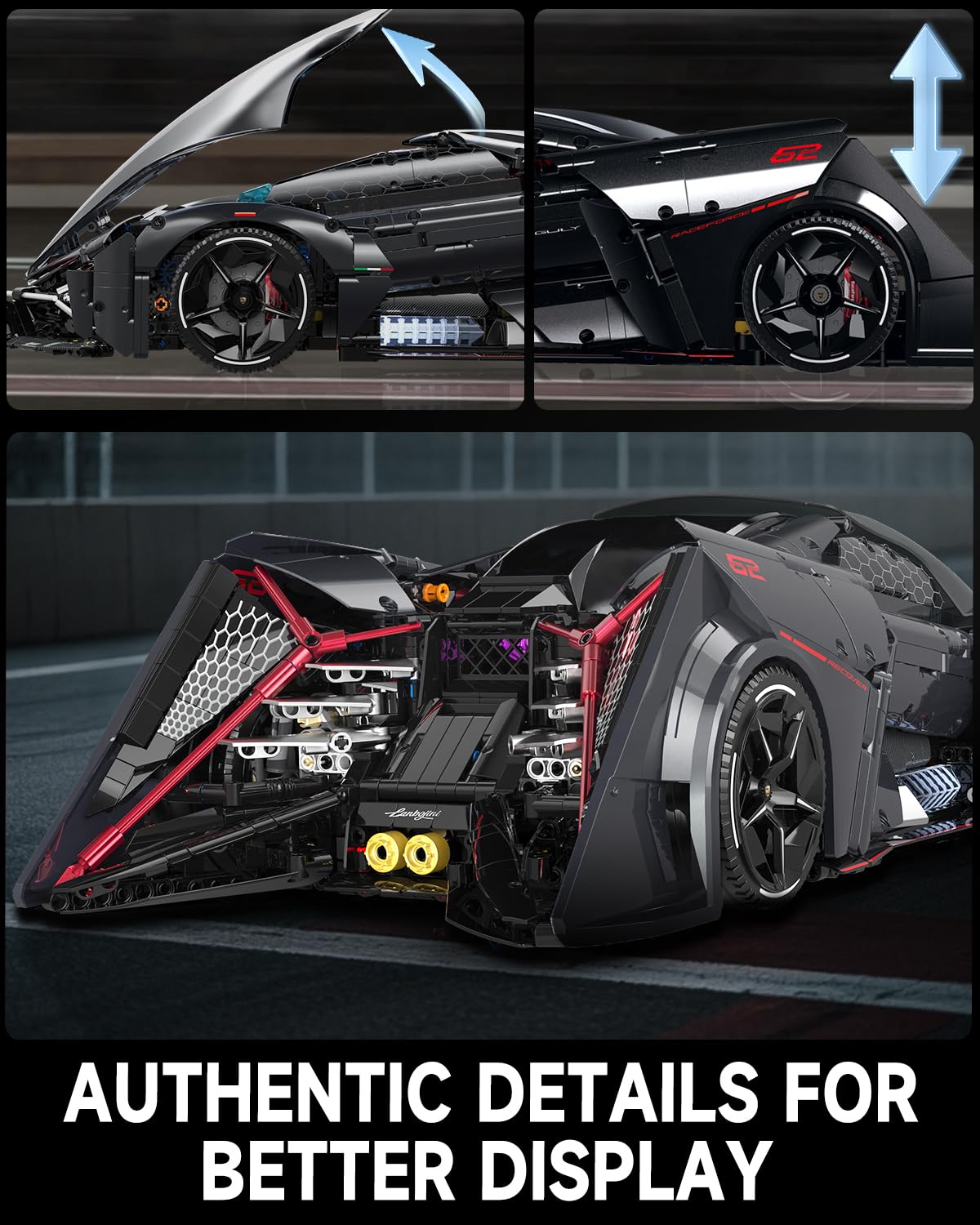 JTBBOY 1:8 Sport Building Supercar Set for Adults, Model Kit for Adults to Build, Collectible Car Building Kits, Supercar with Authentic Features,Display Model for Home or Office(2884PCS)