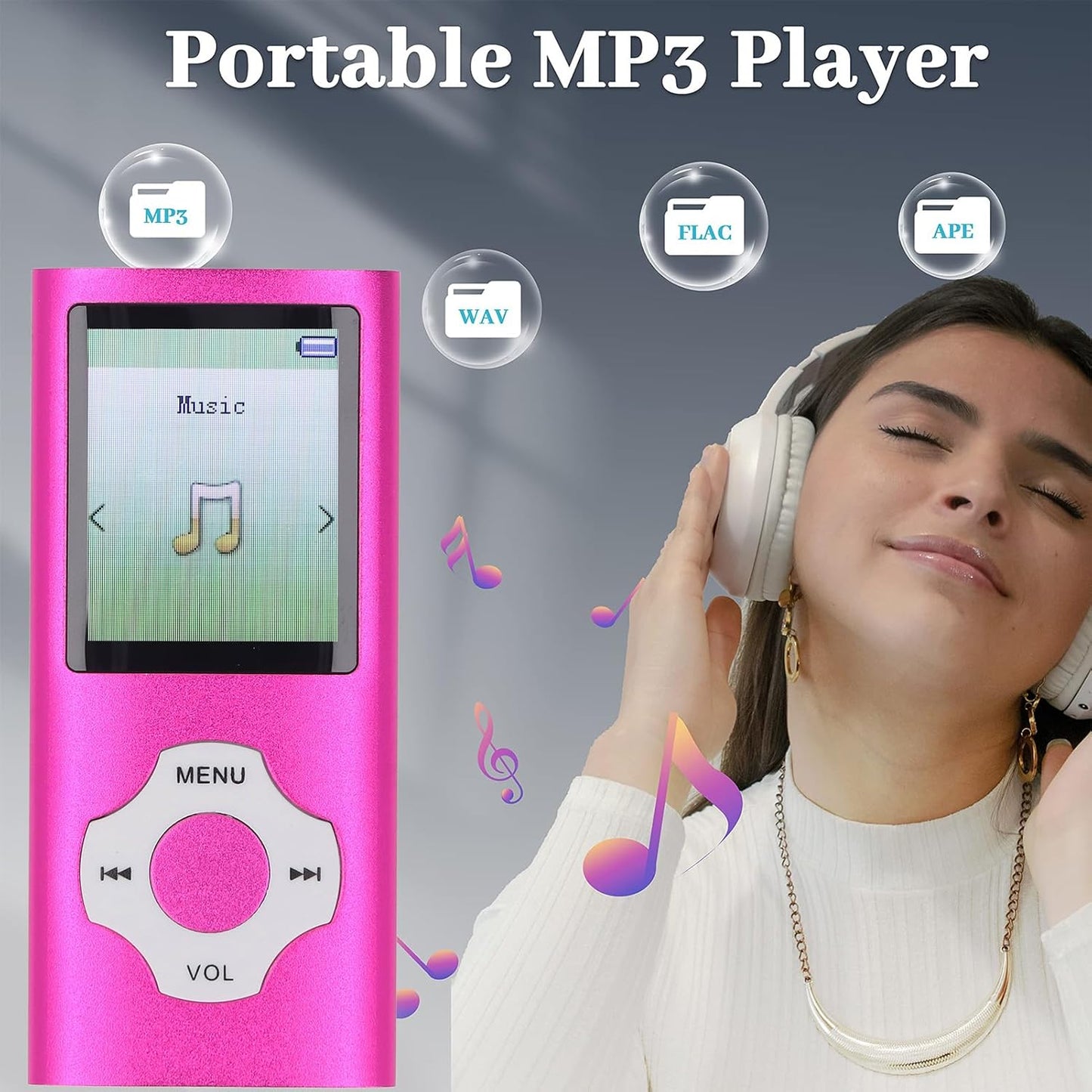 Zopsc MP3 MP4 1.8in 128GB Player, Lossless Sound Portable Video Music Player, Color Screen Digital Music Player