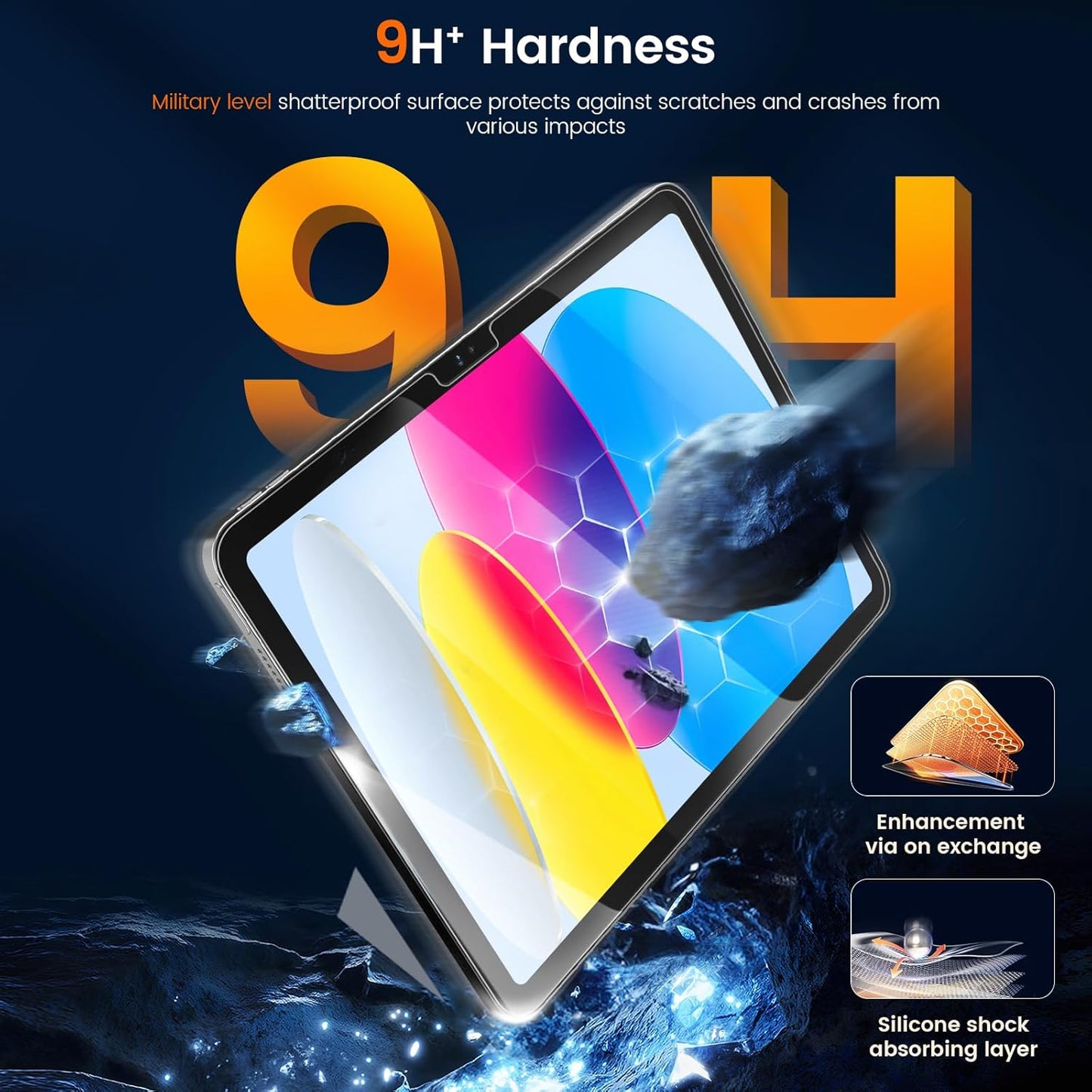 2 Pack A16 11th (2025)/ 10th (2022), KCT Tempered Glass Screen Protector Compatible with iPad Generation iPad