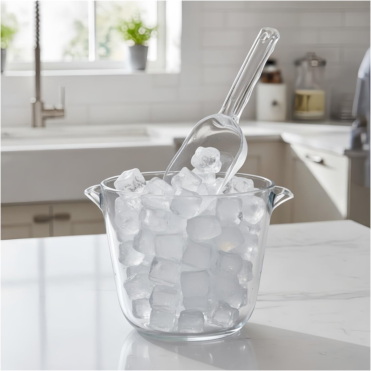 Plastic ice scoop for freezer,ice maker scoop,ice scoopers for ice bucket,Polycarbonate Utility Ice Scoop,12 Oz,Clear,Ergonomic Handle, Applicable to:Ice Maker,Ice Cream,Pets Food,Coffee Beans(1 pcs)M
