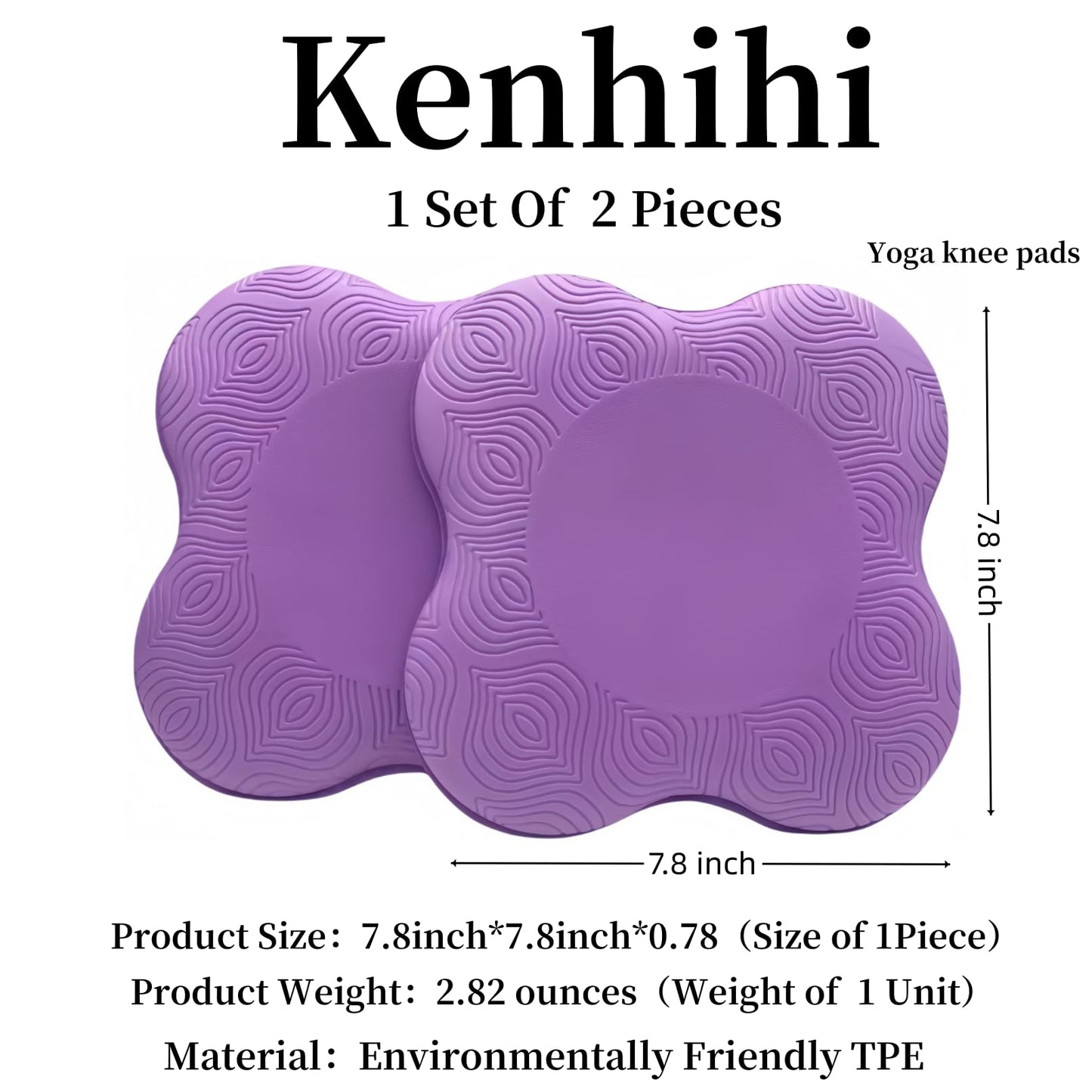 Kenhihi Yoga Knee Guards (Set of 2) - Male and Female Yoga Props and Accessories for Fitness, Travel, Meditation, Kneeling, Balance, Floor, Pilates Pads for Knee and Elbow (Purple)