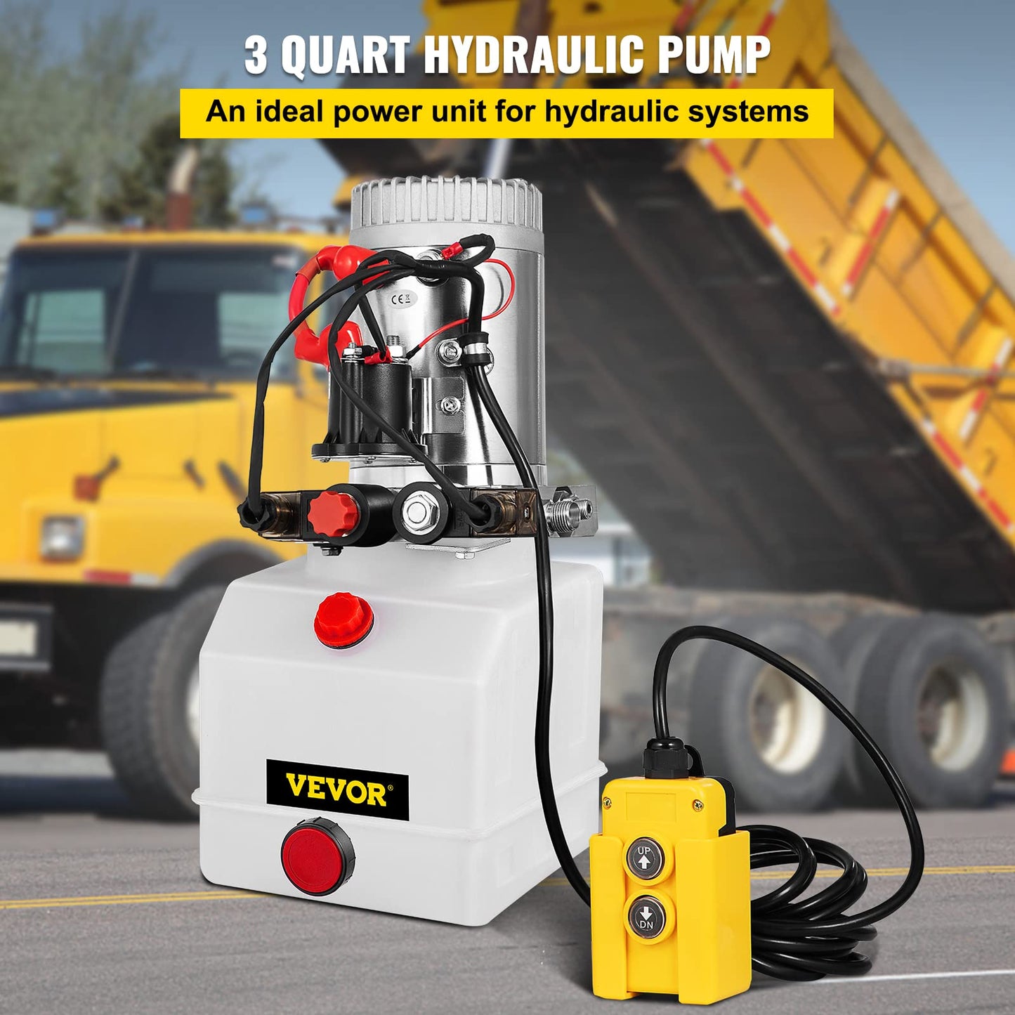 Vevor Hydraulic Pump 3 Quart Hydraulic Power Unit Double Acting Hydraulic Pump for Dump Trailer Car Lifting 12V DC Plastic Oil Reservoir (Plastic, Double Acting) : Industrial & Scientific
