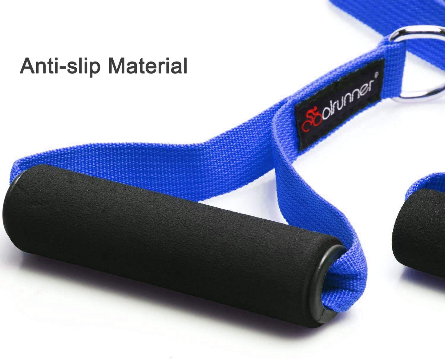 Coolrunner 2 Pair Resistance Band Handles Grips Fitness Strap Wide Design Heavy Duty Cable Handles with Solid ABS Cores, Heavy Gauge Welded D-Rings (4-piece Set) (Blue)