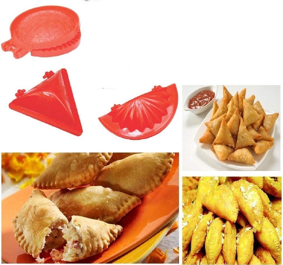 Garden Of Arts Dough Press Dumpling Samosa Modak Gujiya Pie Mould Maker Set of 3