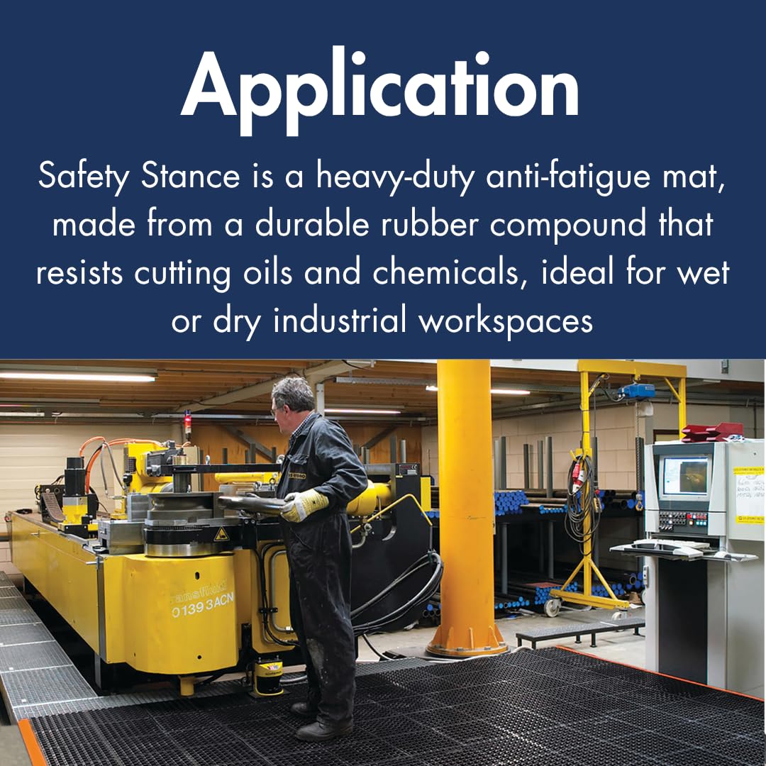 NoTrax Safety Stance Rubber Non Slip Drainage Mat - Yellow/Black 38" x 64" Heavy-Duty Anti Fatigue Mats with 3 Sided Beveled Edges and Ergonomic Support - 549S3864YB