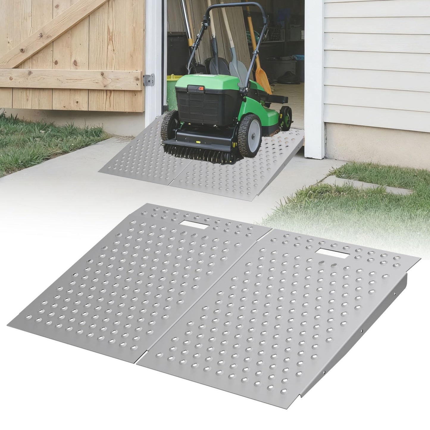 Shed Ramp 2 Pack – 31" L x 48" W Heavy-Duty 1500 lb Anti-Slip Shed Ramp for Riding Mower, ATV, Golf Cart – Garage/Barn/Storage Access