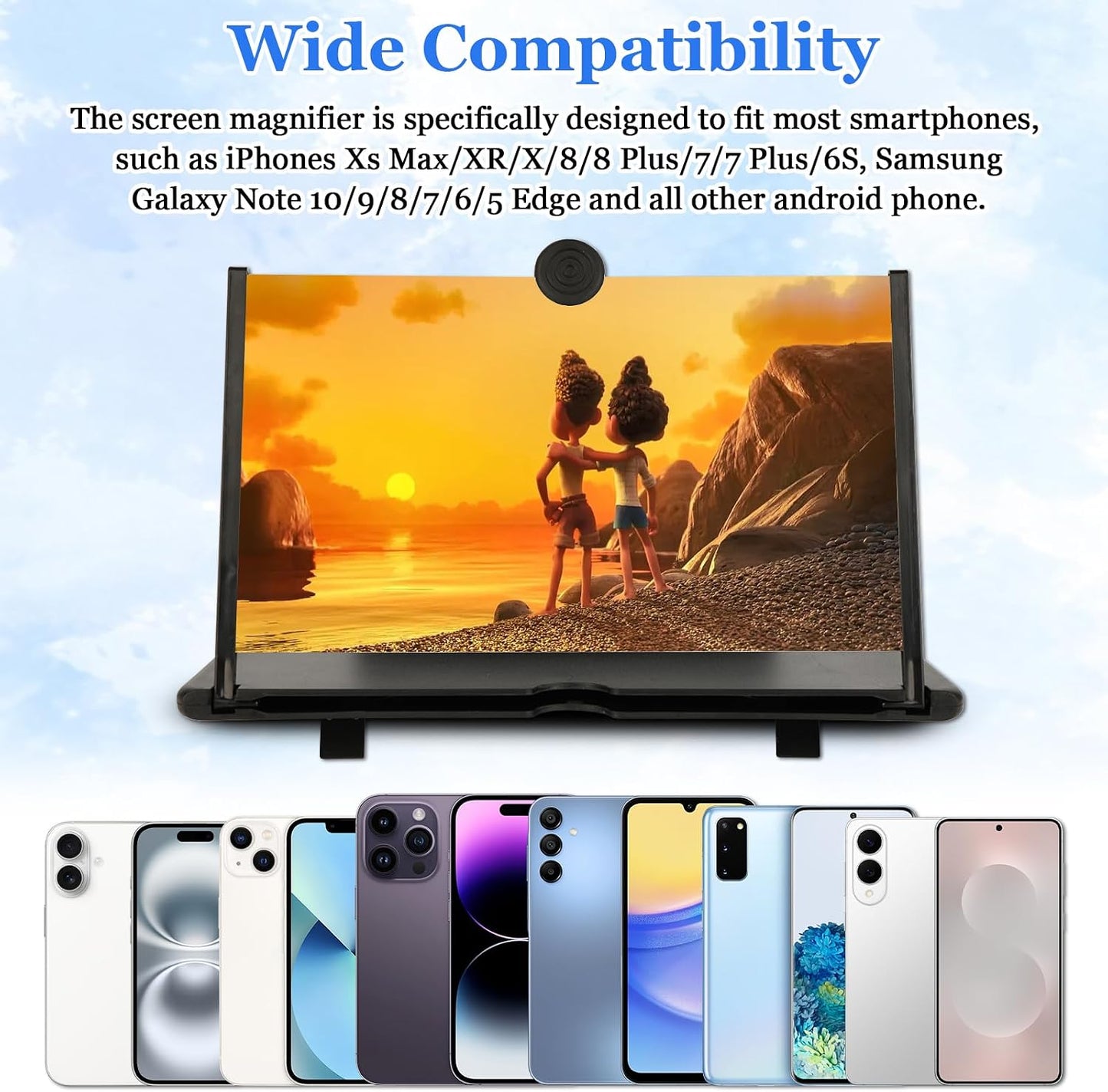 16" 3D 16inch) Screen Amplifier for Cell Phone, HD Amplifier Projector Horizontal Screen Enlarger for Movies, Videos