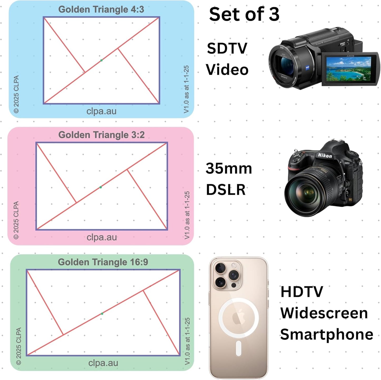 3:2, 4:3 16:9 Golden Triangle Viewfinder Artist Viewfinder for Drawing and Photography Composition Viewfinder and Made