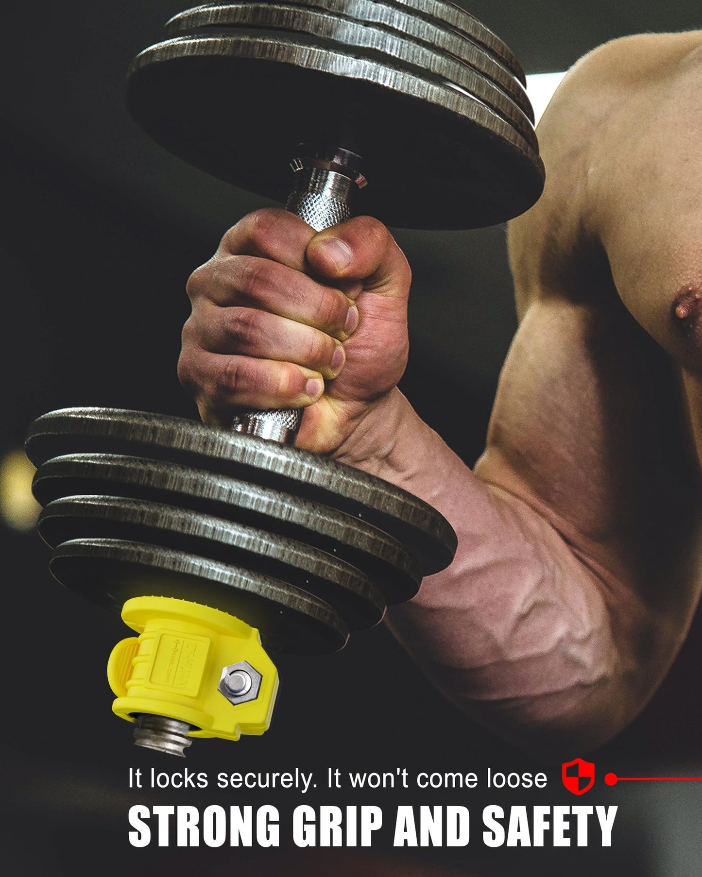 ZY-HUAN Barbell Clips 1 inch Barbell Clamps 0.9-1.18inch Quick Release Weight Clips for Bars Multi-Size Adjustable Olympic Barbell Clamps (Yellow)
