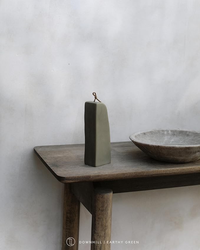 LAWA Downhill Candle - Beautiful Handmade Pillar Scented Soy Wax Elegant Aesthetic Candle Housewarming Gift Home Room Shelf Decor Idea (Earthy Green)