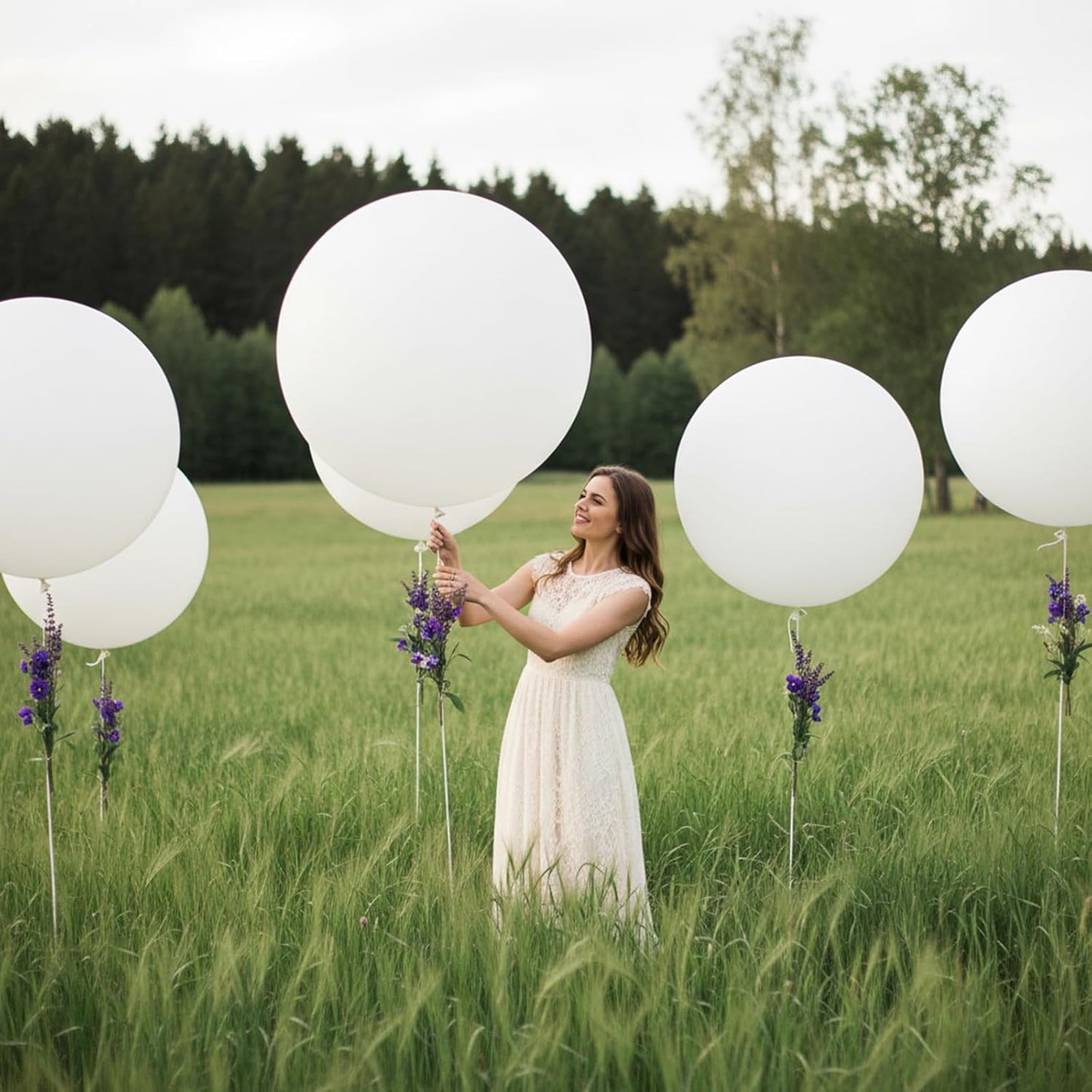 RUBFAC 36-Inch White Giant Balloons - Jumbo Latex Balloons for Weddings, Birthdays & Parties