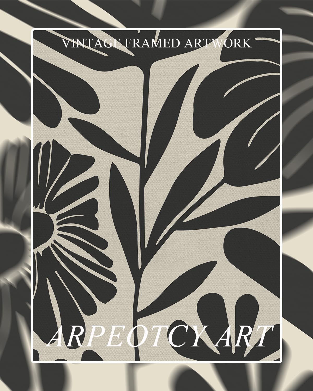 ARPEOTCY Extra Large Framed Wall Art, Black and White Large Wall Art, Abstract Botanical Floral Print Paintings, Modern Minimalist Decor Aesthetic, Boho Art for Living Room Bedroom Office, 20x40Inch