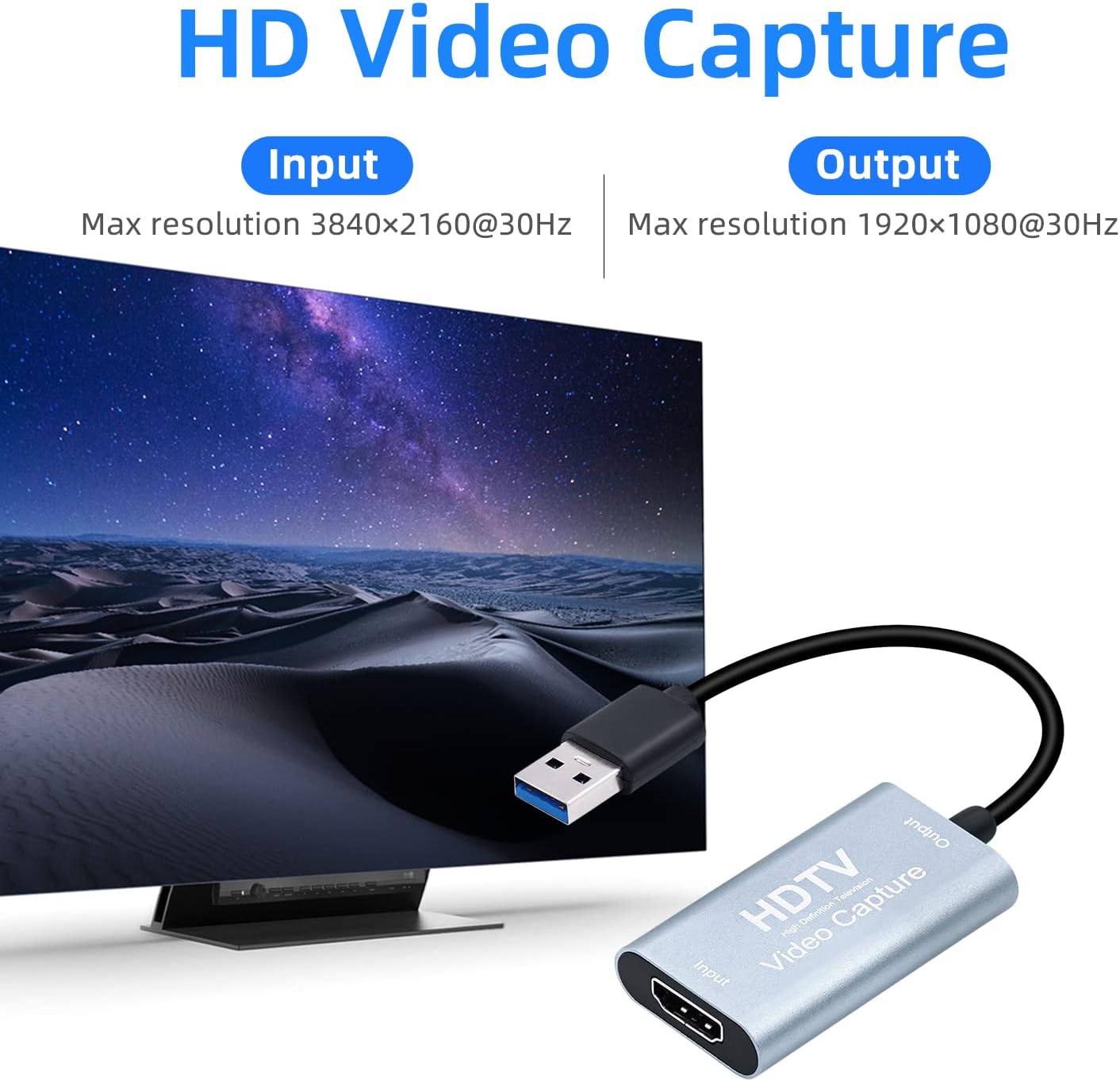 Mcbazel 4K 1080p 60fps 3.0 OBS/PS5/Switch/PC/Mac HDMI Video Capture Card USB C, Video Capture Device for Live